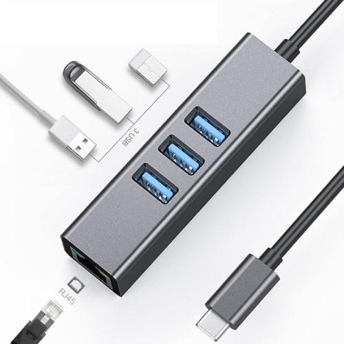 LINKOM 3xUSB 3,1+RJ45 USB-C Multiport hub